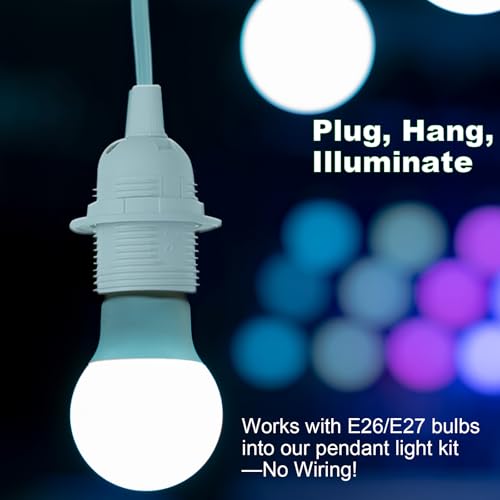 Zarnicy White 16FT Plug-in Pendant Light Cord Kit with On/Off Switch - E26/E27, 2 Pack