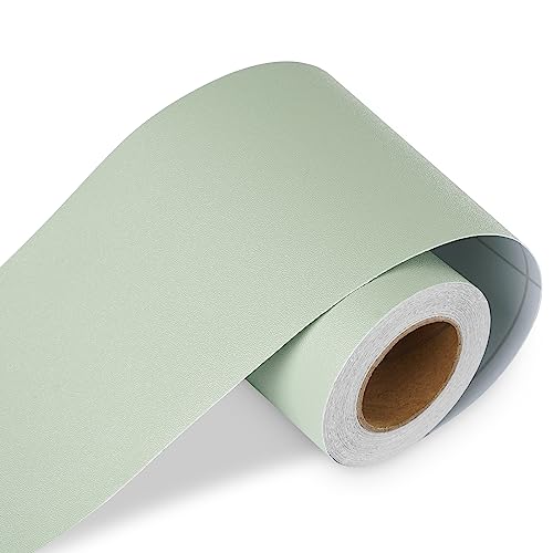 LACHEERY Light Green Wallpaper Border Peel and Stick Wall Border Trim for Walls Kid Girls Bedroom Pastel Green Bulletin Board Borders Trim for Classroom Borders Bathroom Mirror Frame Roll 3"x197"