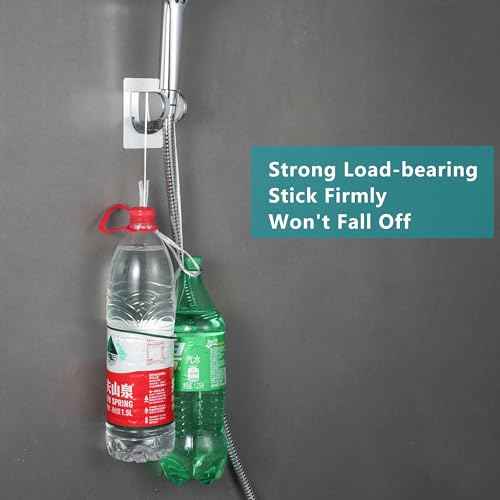 Shower Head Holder Strong Adhesive No Drilling Wall Mount Adjustable Handheld Showerhead Bracket for RV Kids Bathroom Shower,Fix Firmly and Use Conveniently (Silver, 1)