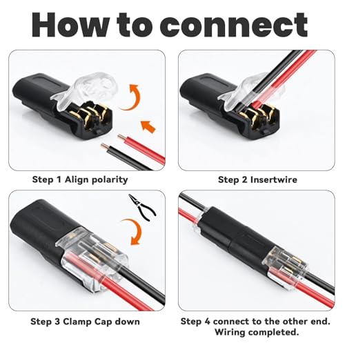 Seamaka 100 Pcs D2 Quick Connect Wire Connectors 18-22 AWG for Electrical Wiring