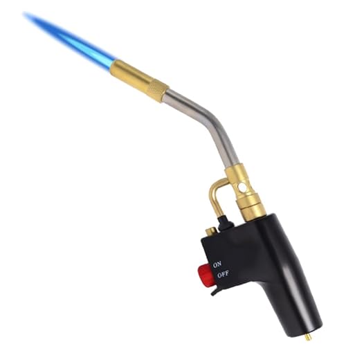TS4000 Trigger-Start Torch Head,MAPP/Propane Gas Torch Kit with Push Button Start - Angled Burner Handheld Torch for Light Welding, Soldering, Brazing, Heating, Thawing and More