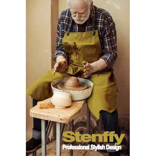 Woodworking Apron, Tool Apron, Canvas, Multiple Pockets, Adjustable Zipper, Metal Ring, Tape Measure Clip, Plus Size, Khaki.