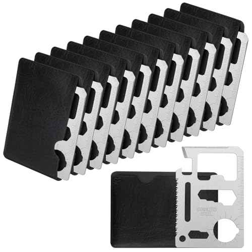 Survival Credit Card Multitool, 11 in 1 Beer Opener Survival Card Tool,Wallet Multitools Card Perfect for Fathers Men Gadgets Stocking Stuffers for Men (12 PCS) (Silvery)