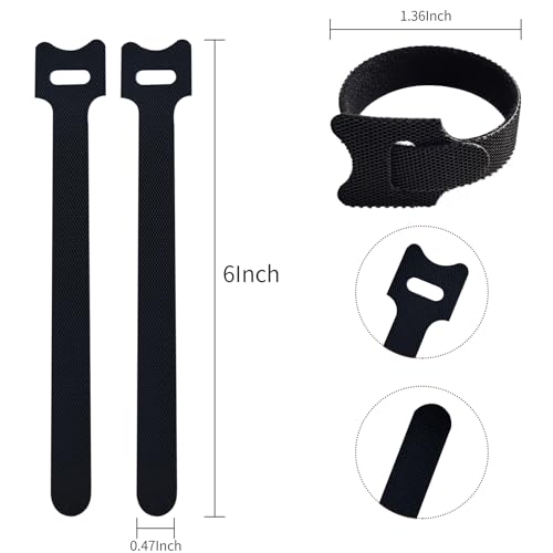 VORTALIS 6in Reusable Cable Ties - 200 Pack, Adjustable Cord Organizers, Hook & Loop Fasteners