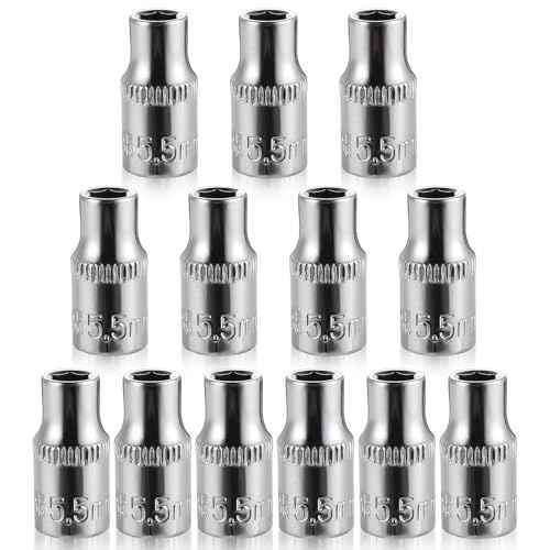 [13pcs] Durable 5.5mm Socket, 1/4 socket set,Shallow Socket 1/4 Inch Drive 5.5mm 6 Point, CORROSION RESISTANCE