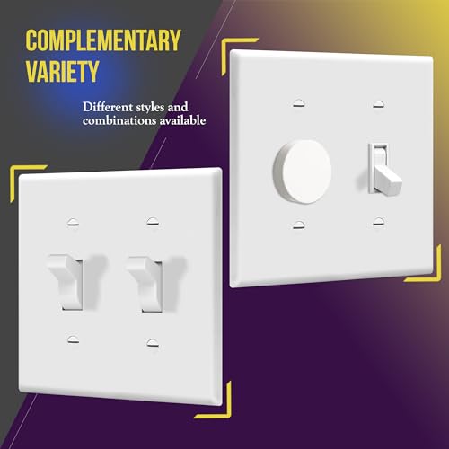 ENERLITES White Double Toggle Light Switch Cover Plate 2-Gang 5 Pack
