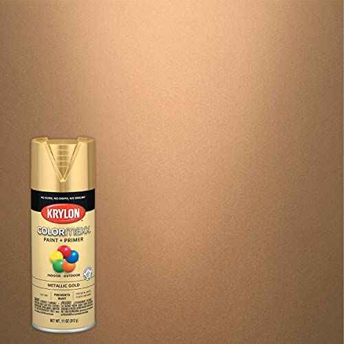 Krylon K05588007 COLORmaxx Spray Paint and Primer for Indoor/Outdoor Use, Metallic Gold, 11 Ounce (Pack of 1)