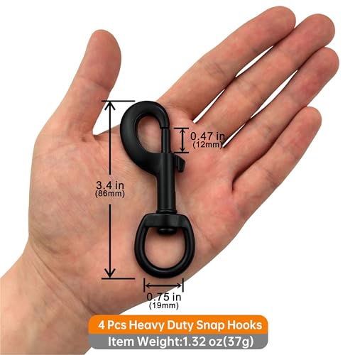 Garwor 3/4-Inch Heavy Duty Swivel Snap Hooks Black Electrophoresis Coating 4 Pack