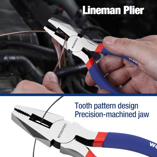 WORKPRO 7-Piece Pliers Set with Comfort Grip - Blue Hand Tools Kit