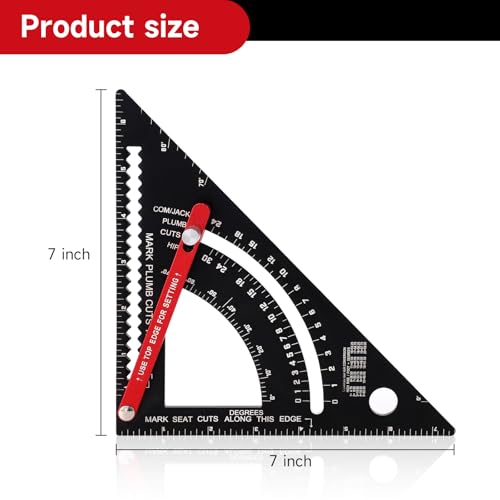 7 Inch Aluminum Adjustable Carpenter Square Rafter Framing Square with Pencils