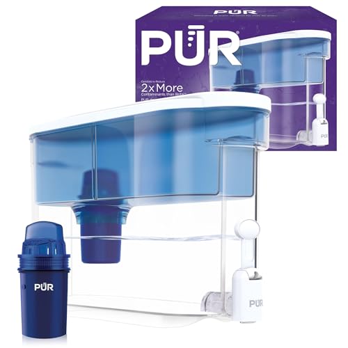 PUR Faster Filter 30-Cup Countertop Water Dispenser for Fridge White/Blue - Includes Genuine Filter