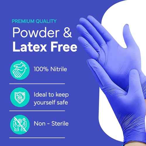 OWELL¢ç Blue Medical Exam Nitrile Gloves ? 4 Mil, Powder-Free, Latex-Free, Chemo Rated, Drug Resistant Disposable Gloves