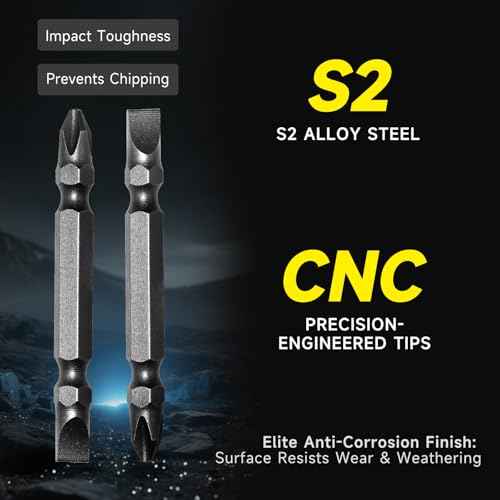 5Pcs Impact Double End Screwdriver Bit Set Ph2/Sl6 Magnetic Slotted Phillips Screwdriver Bit S2 Alloy Steel with Storage Box (65mm)