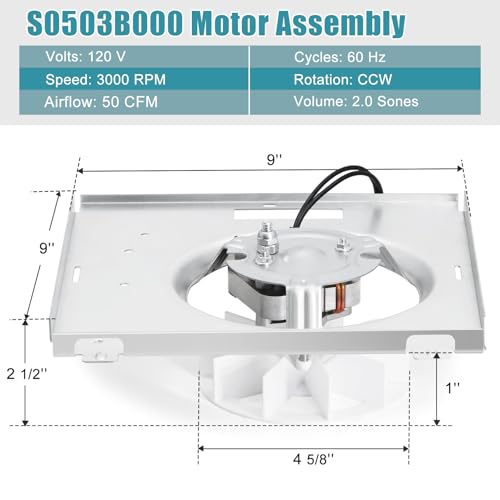 Criditpid Replacement Motor & Fan Grille for Broan Nutone 763RLN 50 CFM Bathroom Exhaust Fan