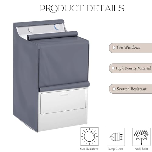 HYVAKUPPA 1 Pack Washer & Dryer Cover 420D PU Waterproof with Zipper & Storage Bag (Grey) 29" W x 28" D x 43" H
