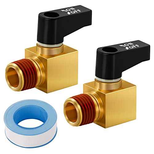 SUNROAD Air Compressor Valve Brass Drain Cock Ball Valve 1/4" NPT Male Thread Air Compressor Accessories 2pcs with Thread Seal Tape with Plastic Case