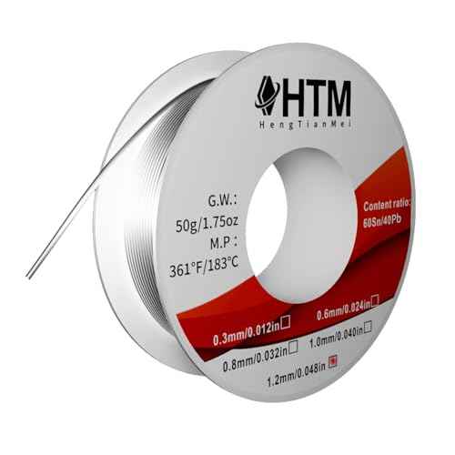 HengTianMei 60/40 Rosin Core Low Temp Tin Lead Solder Wire, for Soldering Electronic Devices (1.2mm/50g)