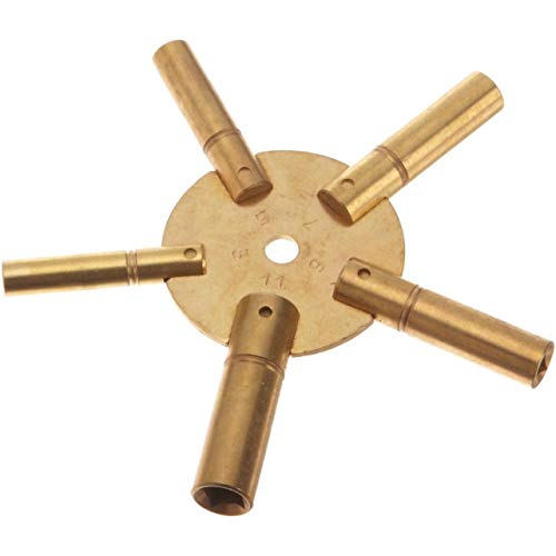 Brass Clock Winding Key Set with 5 Prongs for Antique & Modern Clocks