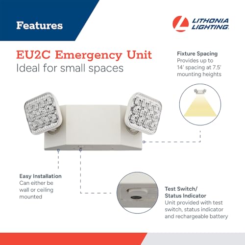 Lithonia Lighting Basics LED Emergency Light - White, Square, Adjustable Heads, 120/277V, Generation 3