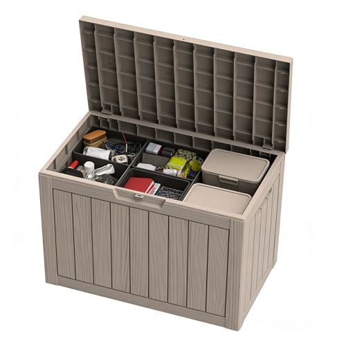 45 Gallon Lockable Outdoor Resin Storage Deck Box for Patio & Garden - Grey