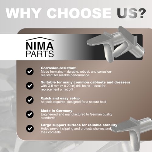 NIMA PARTS 20 pcs 5mm Shelf Support Pegs for Cabinets, Bookcases, & Wardrobes