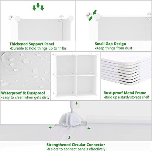 C&AHOME Cube Storage Organizer, 4-Cube Shelves Units, Closet Cabinet, DIY Plastic Modular Book Shelf Ideal for Bedroom, Living Room, Office, 24.8" L x 12.4" W x 24.8" H Milky UPCS04M