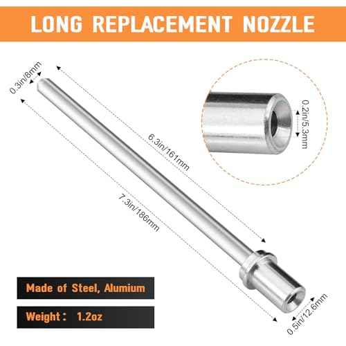 Sand Blaster Long Nozzle Walnut Blasting Kit Compatible with Le Lematec Soda and Walnut Blaster, Abrasive Media Sandblaster Sandblasters Extended Nozzle for Carbon Cleaning Spot Blasting