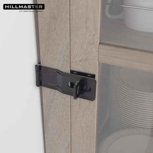 Swivel Staple Safety Hasps, 4-1/2" Gate Door Hasp Latch with Twist Knob Safety Padlock Clasp Lock for Fence, Gate, Cabinet, Barn Door, Shed, Black