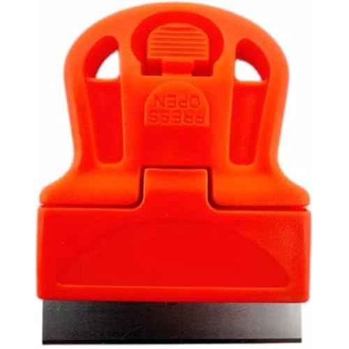 Orange Mini Razor Scrapers, Mini Plastic Handle Steel Blade Window Paint Scraper, Wallpaper Sticker Decal Residue Label Removal, Putty Knives