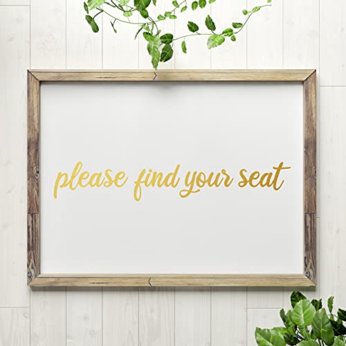 Please Find Your Seat Wedding Decal, Wedding Seating Sign Sticker for Venue, Reception, Party, Special Event | 18" Wide x 3" Tall | Gold | Pick Your Color & Sticker Size