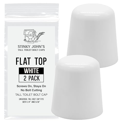 White Flat Top Toilet Bolt Caps 2 Pack - Universal Fit, Made in USA