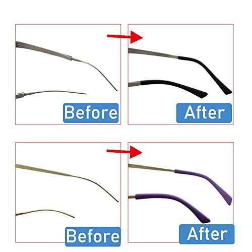 Eyeglass Replacement Temples,Silicone Glasses End Tips Ear Sock Pieces Sleeve for Thin Metal Glasses Legs,8 Pairs
