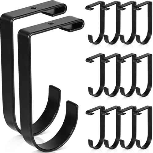 Ferraycle 12 Pcs Add on Storage Hook Accessory Overhead Garage Hooks for Ceiling Rack and Wall Shelving, Bike Hanging Flat, Black