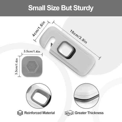 5 Pack Childproof Refrigerator Lock,Baby Safety Fridge Door Lock,Freezer Lock Apply to Max 1"(25mm) Sealing Strip,Cabinet Cupboard Lock for Toddlers,Easy to Install,No Tools Need or Drill,Grey