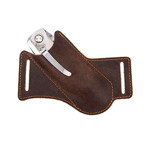 Knife Sheath,Belt Buckle Knife Sheath,Leather Knife Sheaths for Belt,Pocket Knife Folding EDC Belt Knife Holster,Open Top Knife Belt Leather Sheath for 5 inch Folding Knife.Gift for Men.