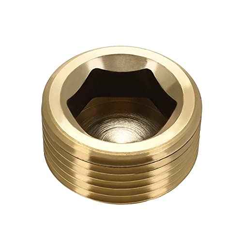 1" NPT Plug Brass Pipe Fitting, Counter sunk Thread Internal Hex Head Style Male Pipe (Pack of 3)