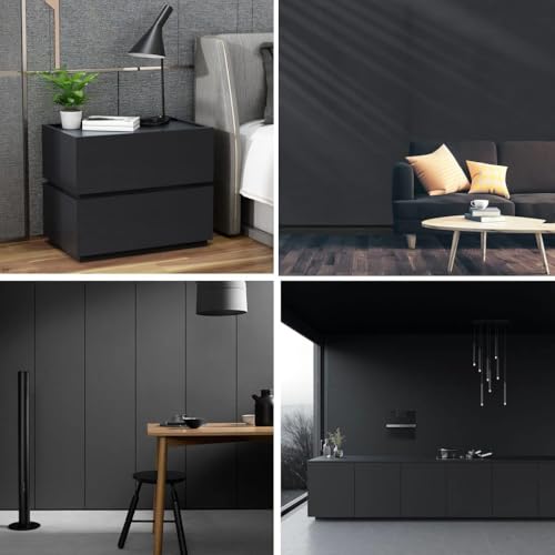 Arthome 17x120 Black Matte Peel and Stick Wallpaper - Removable Vinyl Contact Paper for Cabinets & Walls