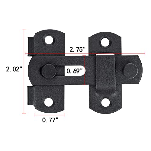 INIRET 2 Pack Matte Black Stainless Steel Barn Door Latch Bi-fold Lock Small