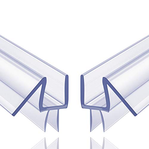 Butecare 3/8'' Frameless Shower Door Bottom Seal - Clear Vinyl Water Barrier, 2-Pack