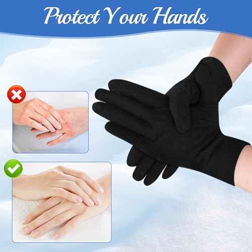 10 Pairs Middle Size Black Gloves for Women,Breathable Cotton Gloves for Eczema and Dry Hands,Jewelry Inspection Gloves,Stretchy Fit Cloth Gloves for Most Women,Spa Glove