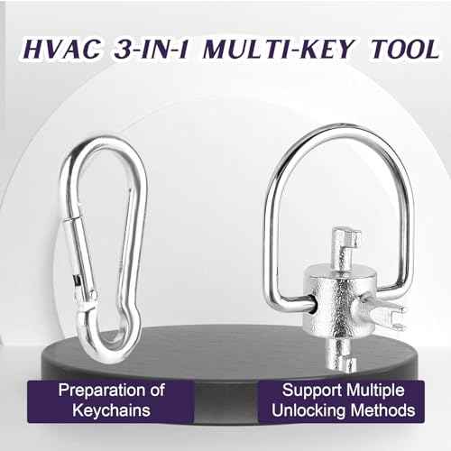 Hvac Locking Cap Key for Refrigerant, 3-in-1 Multi Hvac Key Tool for Hvac 410A & R22 Installation and Removal, Hvac Key Tool Universal Locking Cap Key for Refrigerant