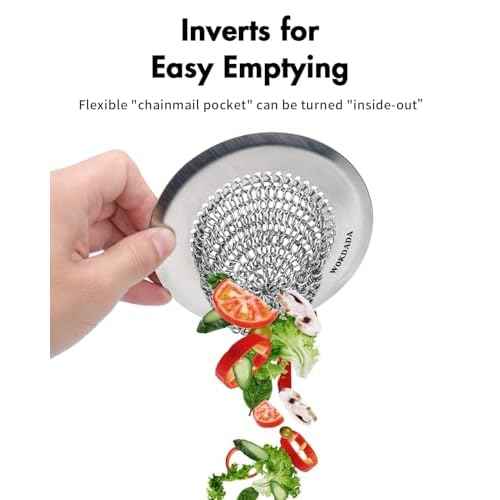 Revolutionary Kitchen Sink Drain Strainer/Patented Reversible Chain Mesh, Effortless Cleaning & Debris Catcher, Large Capacity, No Clog, 304 Stainless Steel & Rust-Proof/Handmade