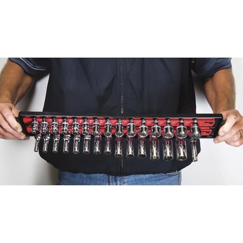 Ernst Socket Boss 19-Inch 3/8-Inch-Drive Red Socket Organizer Rail (2-Rail) - Twist-Lock Tray