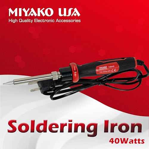 MIYAKO 40 Watts Soldering Iron Pencil Style Solder With Premium High Performance Ceramic Heater for Quick Heat Up, Long Life Replaceable Tip and Plastic Handle with Rubber for Comfort (74B440)