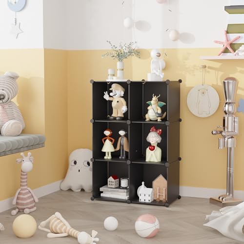 C&AHOME Black 6-Cube Storage Organizer Shelf Cube Bookcase Closet