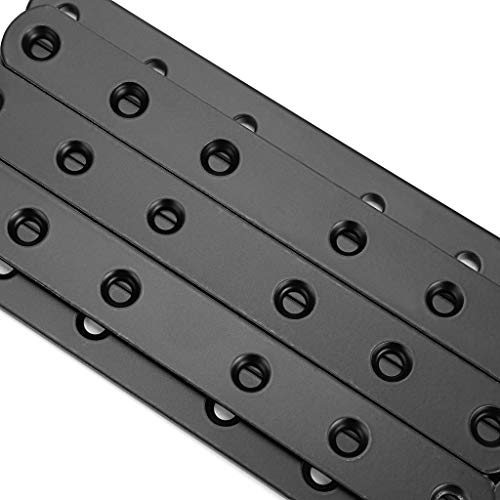 Sumnacon 8-Pack 6 Inch Stainless Steel Flat Support Plates for Furniture Repair, Black