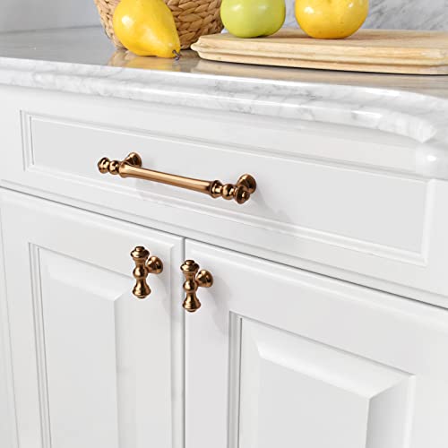 Asidrama 10 Pack 5 Inch Champagne Bronze Cabinet Handles - Brushed Brass Drawer Pulls