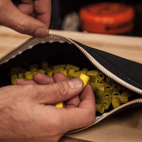 Klein Tools 5141 Zipper Tool Bag, Tool Pouch, Bank Deposit Canvas Utility Bag, 12.5 x 7-Inch, Brown/Black/Gray/Red 4-Pack