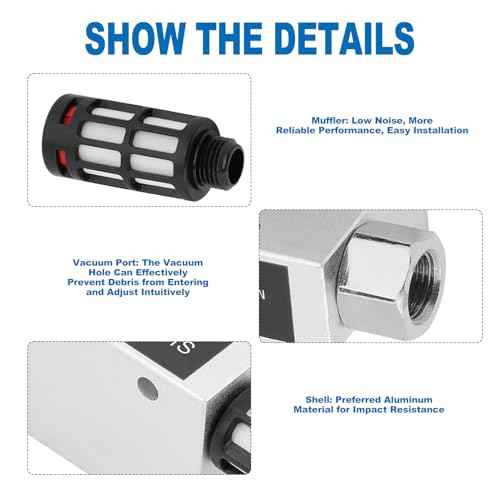 Vacuum Generator CV-10HS Pneumatic Air Exhaust Valve with Vacuum Ejector, Compressed Pneumatic Air Exhaust Vacuum Generator