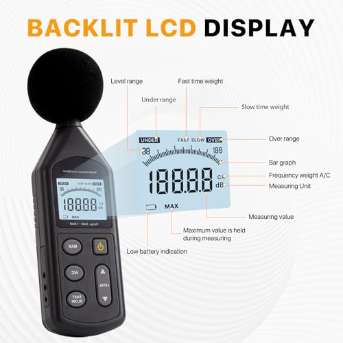 Digvliy DB-01 Decibel Meter, Sound Level Meter 30-130 dB, A/C Weighting